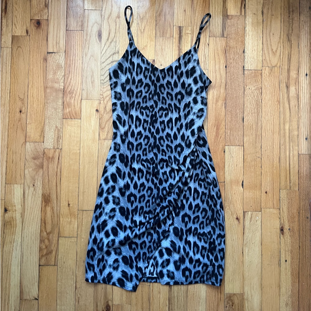 Free Press snow leopard print mini dress XS